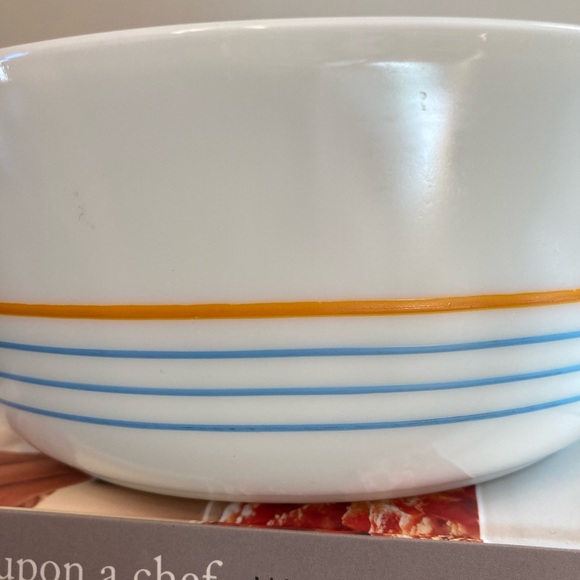 80s Zoom Series Pyrex from England in Blue and Orange Stripes, 2L capacity, JAJ - Picture 2 of 8